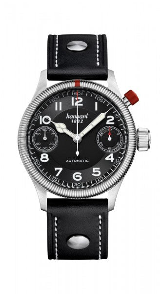 Hanhart 1882 Watch - Pioneer MonoScope Black, Fluted Bezel