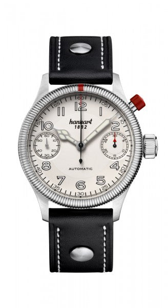 Hanhart 1882 Watch - Pioneer MonoScope Silver, Fluted Bezel