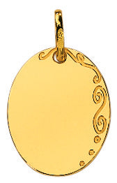 Médaille ovale en or jaune 18ct avec arabesques 360-234