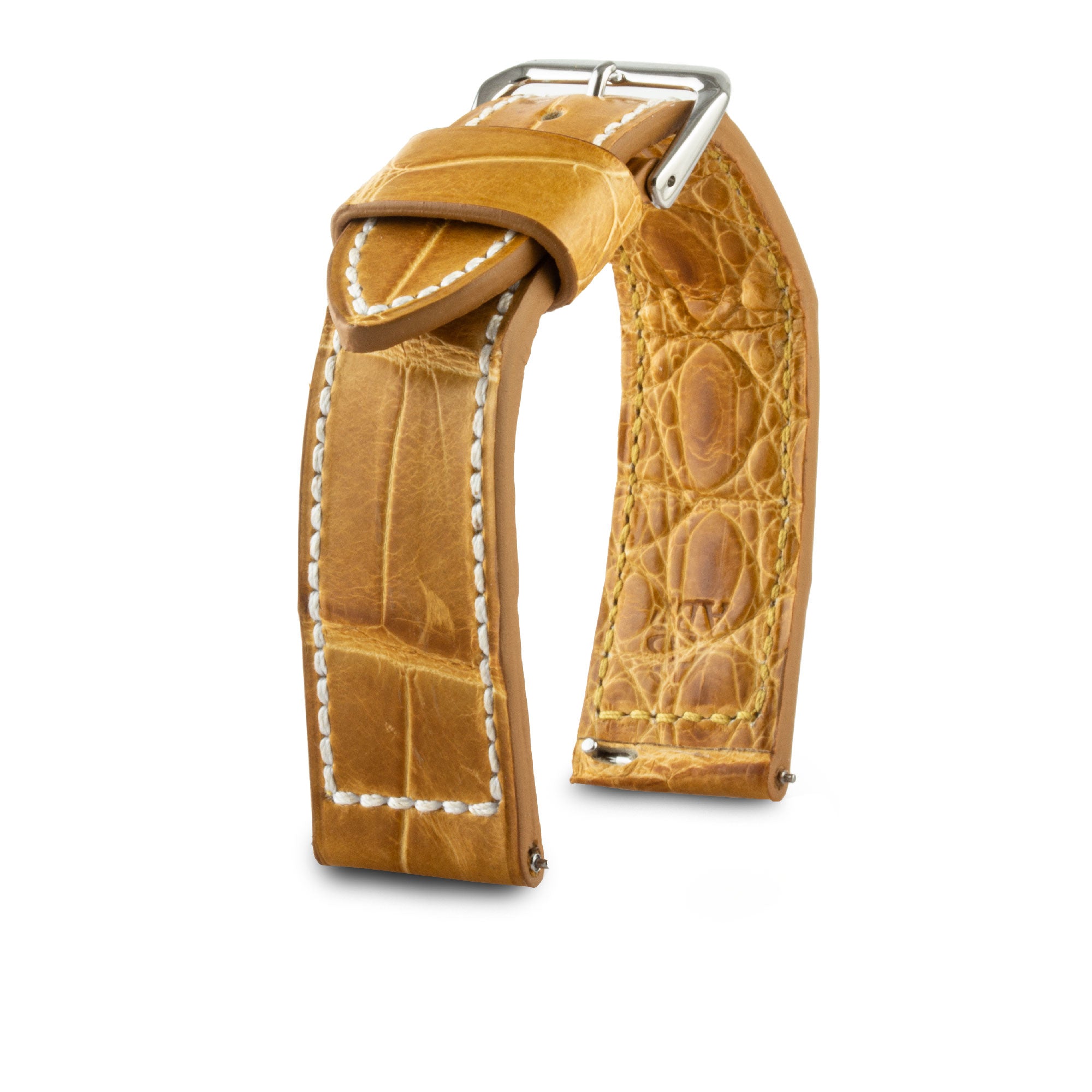 Bracelet montre cuir - Automne - Alligator radika miel
