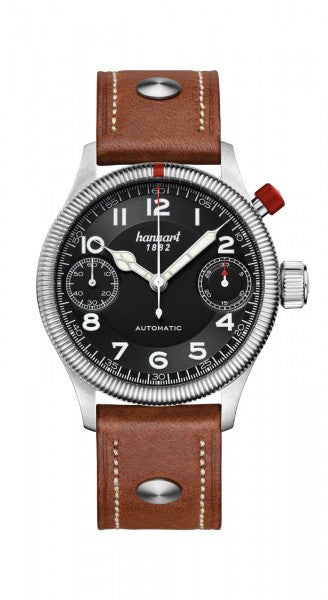 Hanhart 1882 Watch - Pioneer MonoScope Black, Fluted Bezel