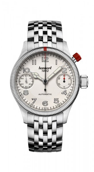 Hanhart 1882 Watch - Pioneer MonoScope Silver, Fluted Bezel