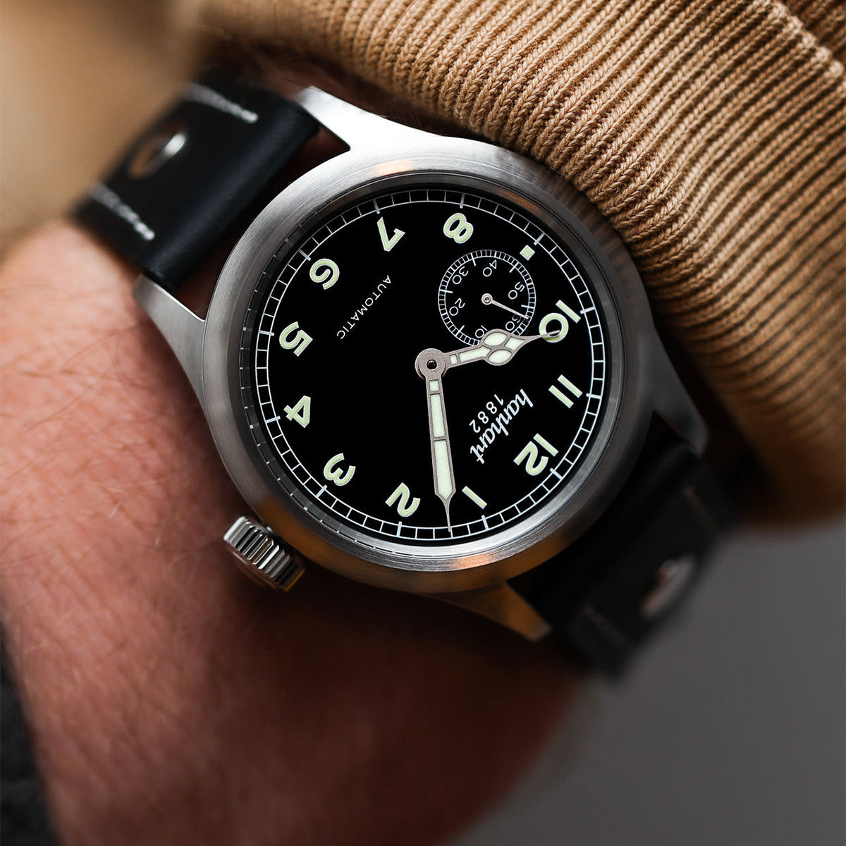 Hanhart 1882 watch - Pioneer Preventor9 black dial