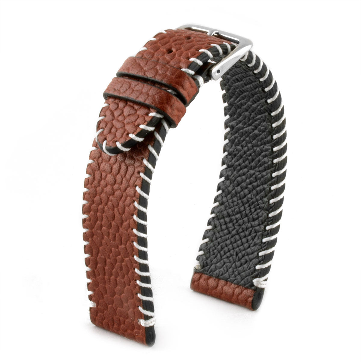 Bracelet montre cuir "Football américain" - Veau marron