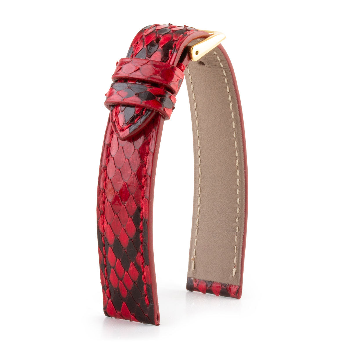 Bracelet montre cuir - Python rouge et noir