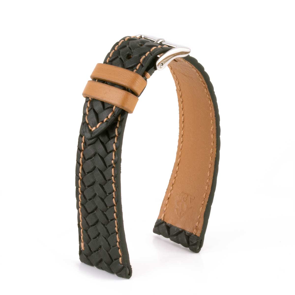 Bracelet montre cuir - Veau tressé (noir, bleu, marron...)