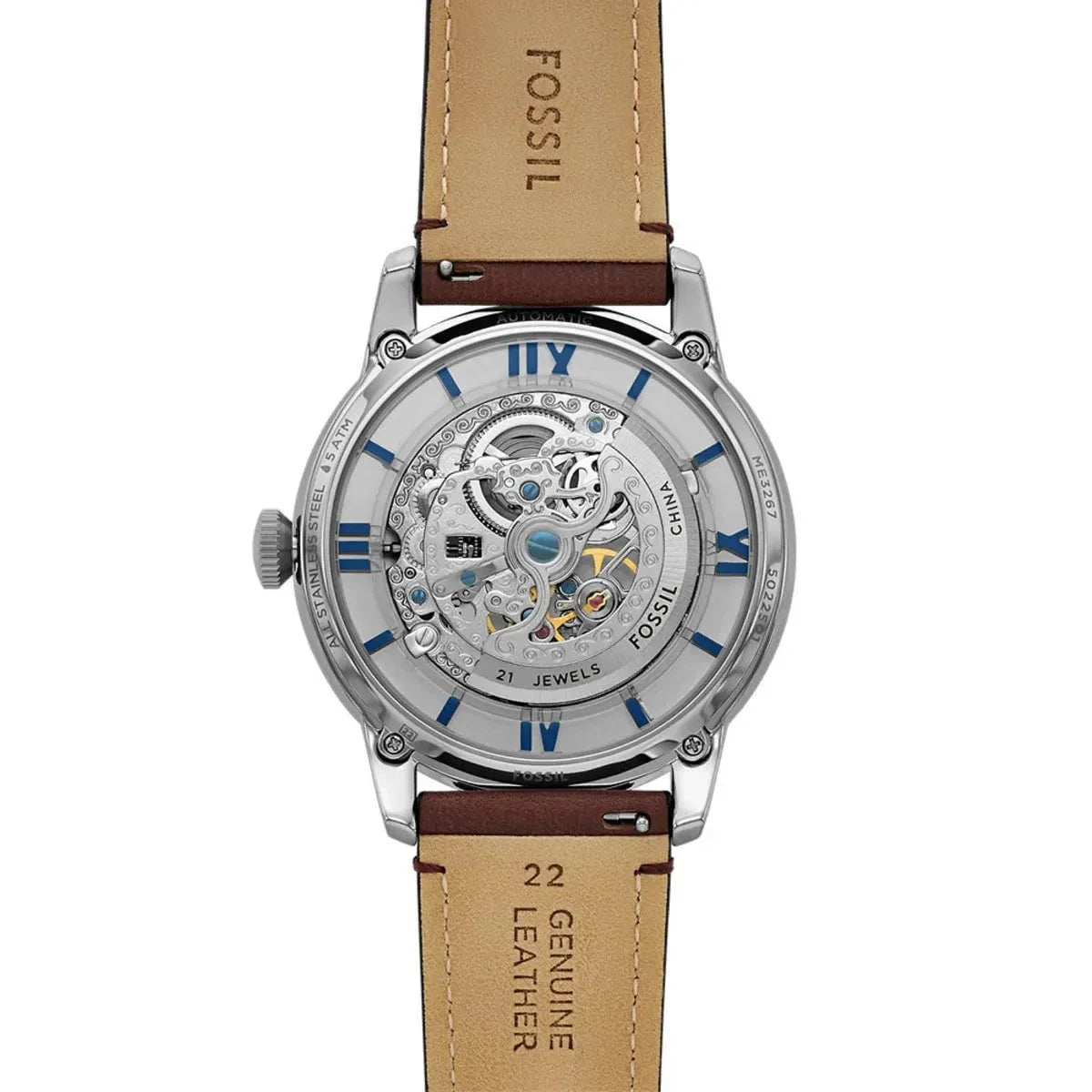 FOSSIL Men's Automatic Brown Leather Watch ME3267