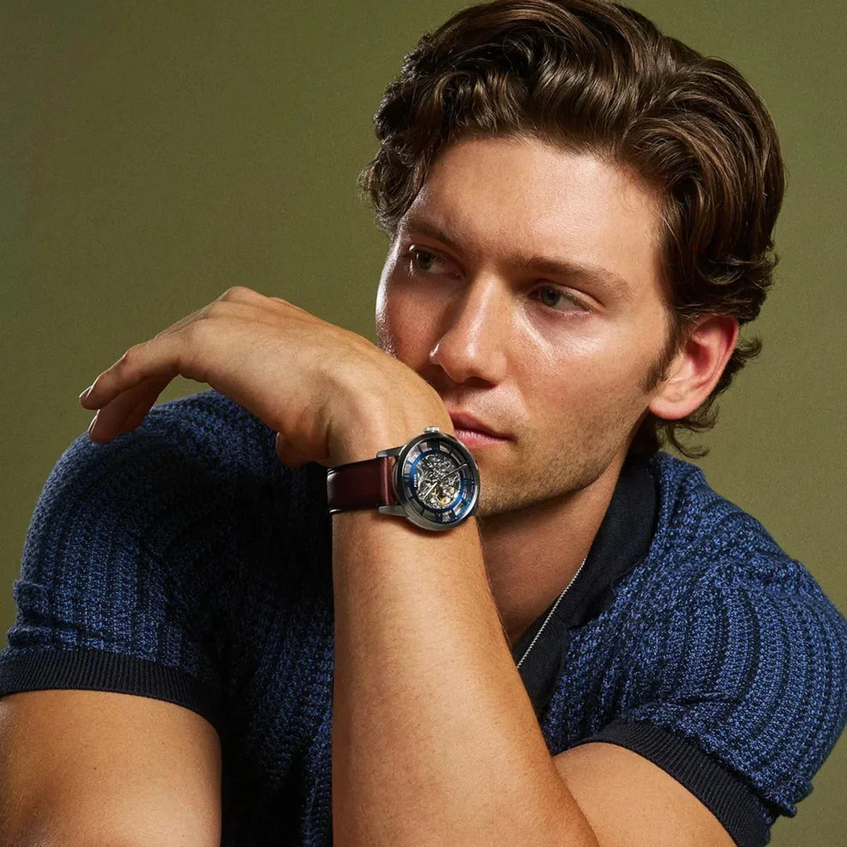 FOSSIL Men's Automatic Brown Leather Watch ME3267