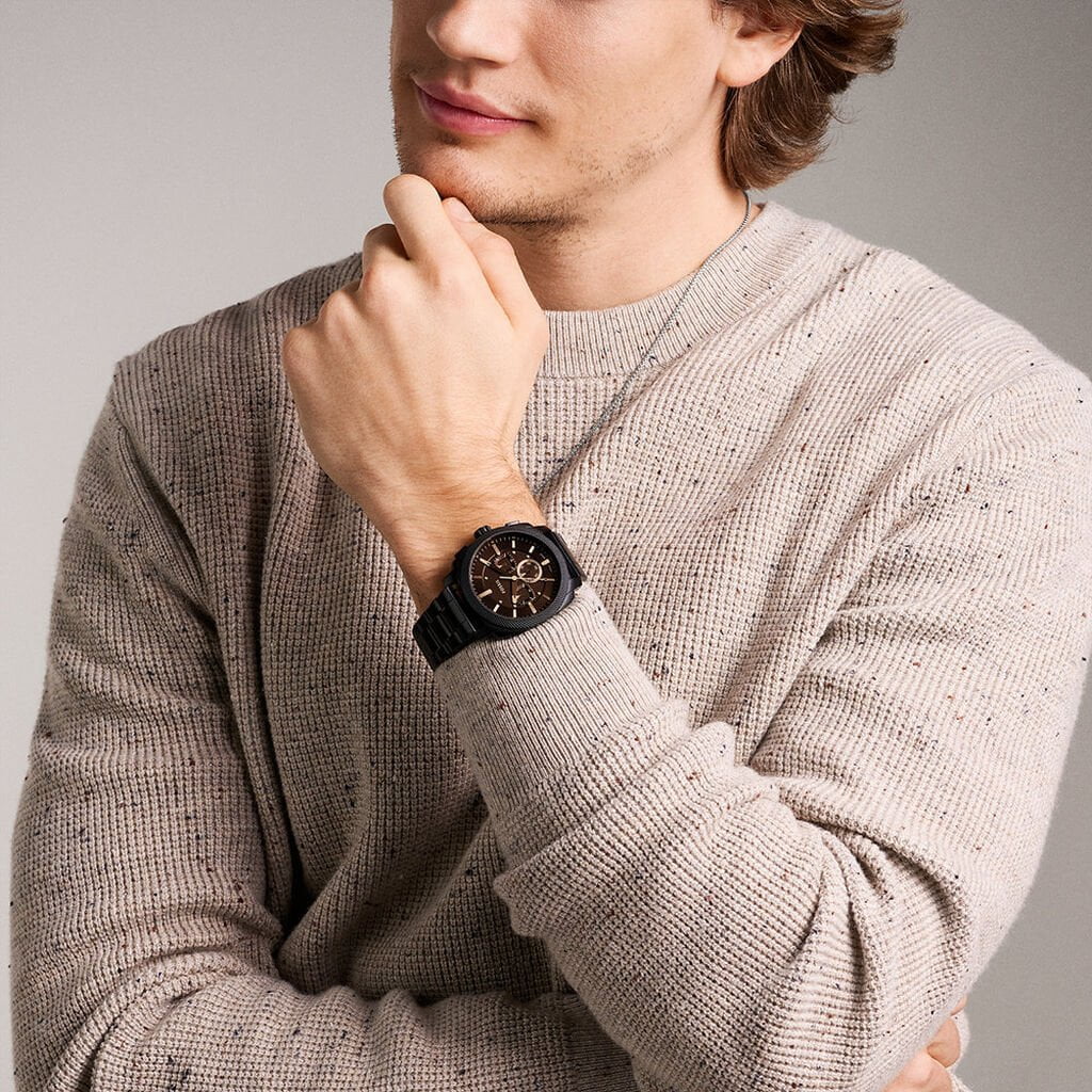 FOSSIL Men's Machine Chronograph Leather Watch FS6097