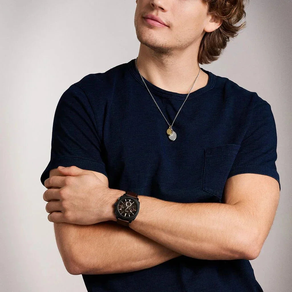 FOSSIL Men's Machine Chronograph Leather Watch FS6101