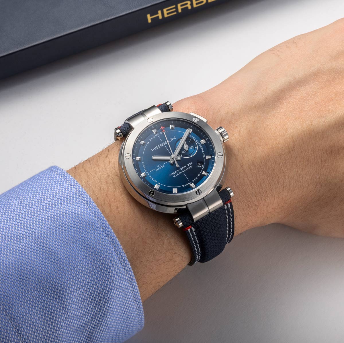 HERBELIN Men's Newport 35th Anniversary Mareographe Watch 24688A15