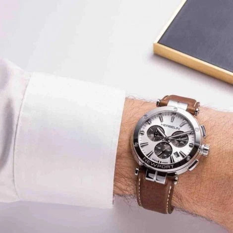 HERBELIN Men's Newport Chronograph Leather Watch 37658AP42MA