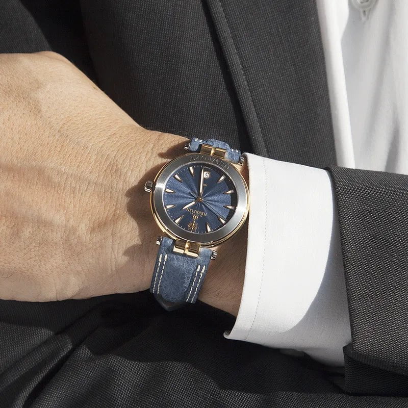 HERBELIN Men's Newport Blue Leather Watch 12255T35