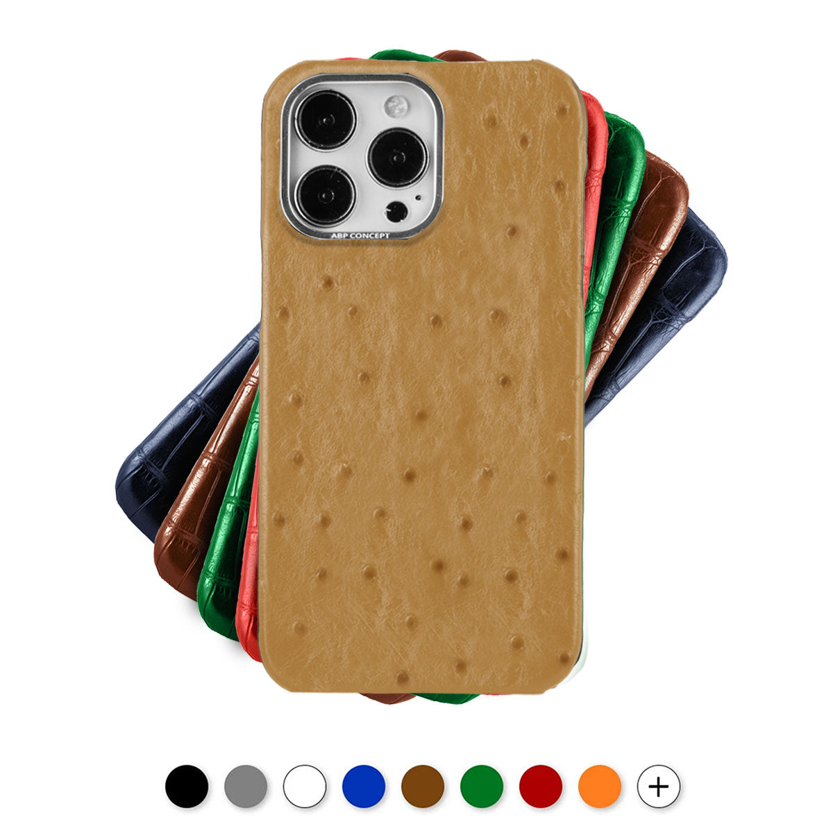 Coque cuir pour iPhone 15, 14 & 13 ( Tous modèles ) - Autruche