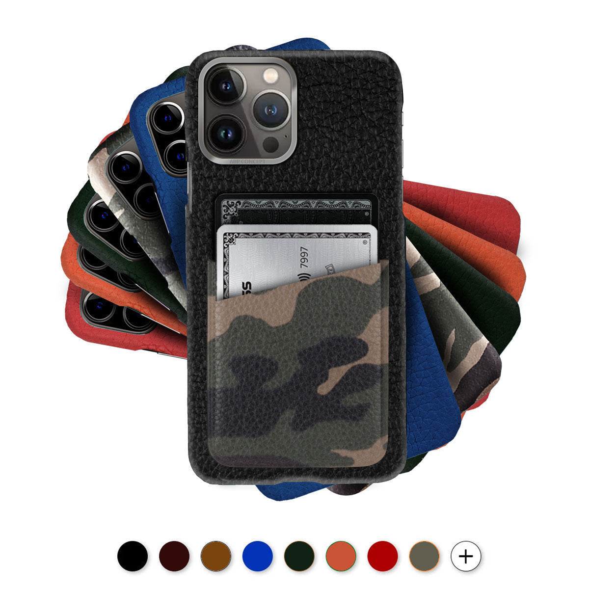 Coque cuir "card case" pour iPhone 15, 14 & 13 ( Tous modèles )  - Buffle