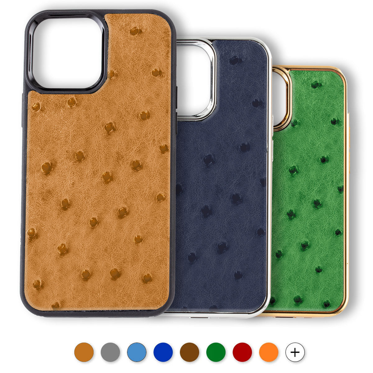 Coque "Sport case" cuir pour iPhone 15 & 14 ( tous modèles ) - Autruche véritable