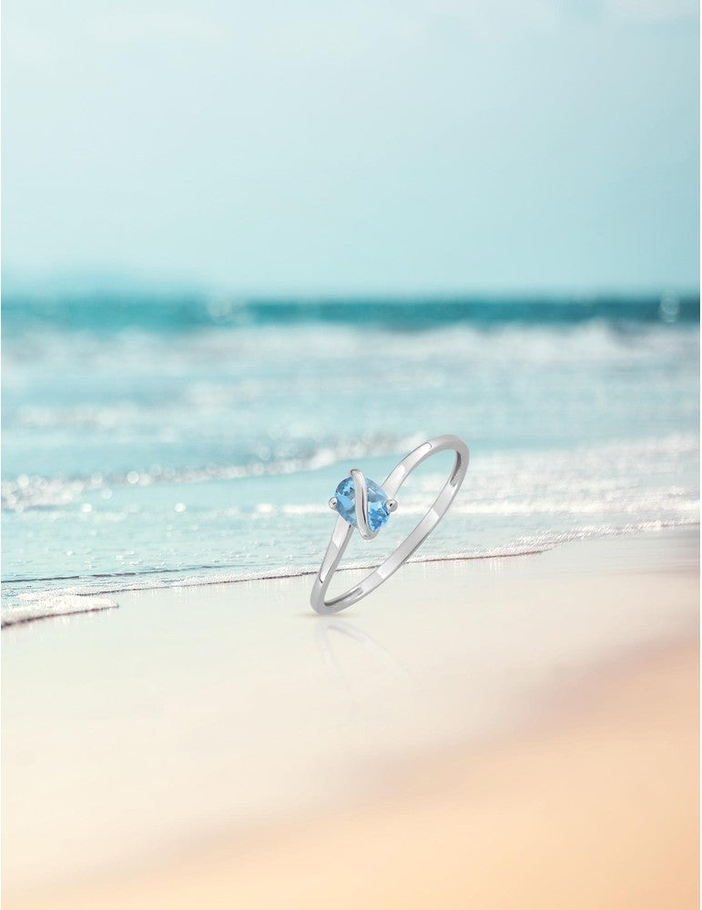 Bague en or blanc 9ct et topaze 412-63