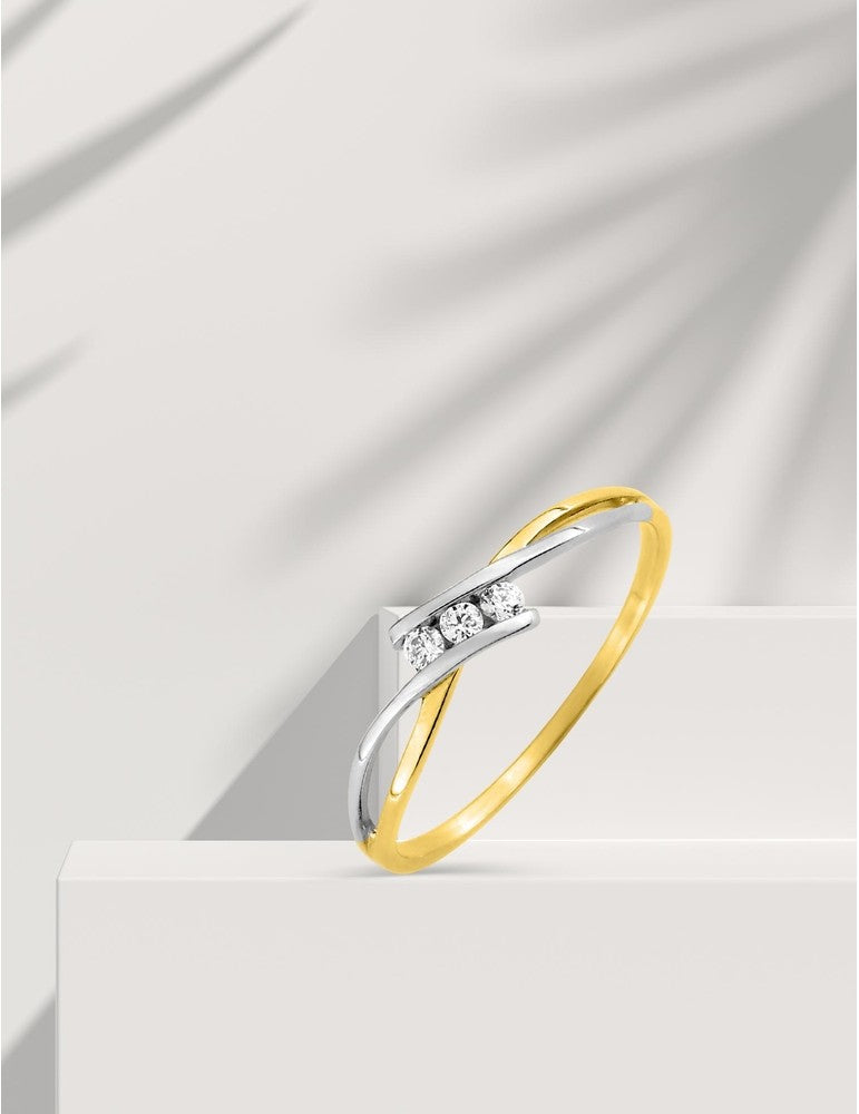 9ct gold and zirconium two-tone ring 421-192