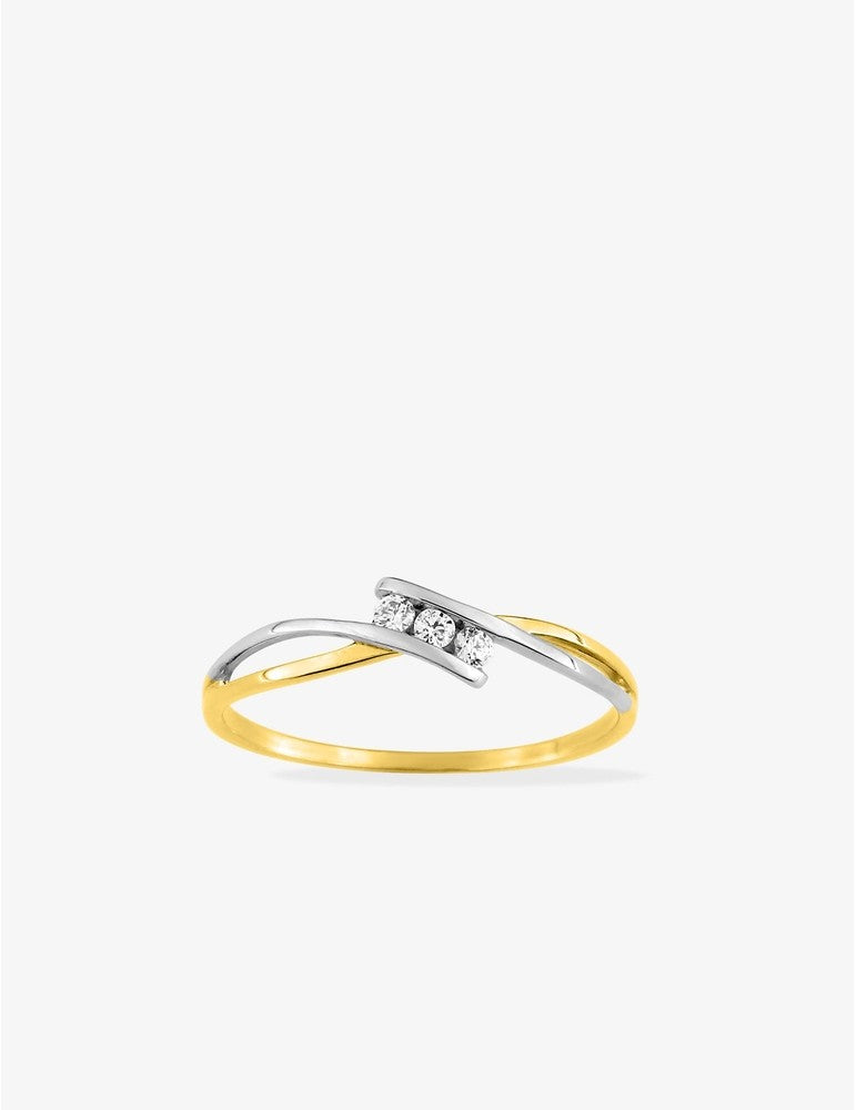 9ct gold and zirconium two-tone ring 421-192