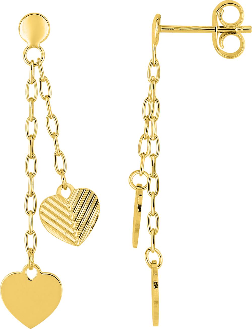 Boucles d'oreilles coeurs en or jaune 18ct 382-194