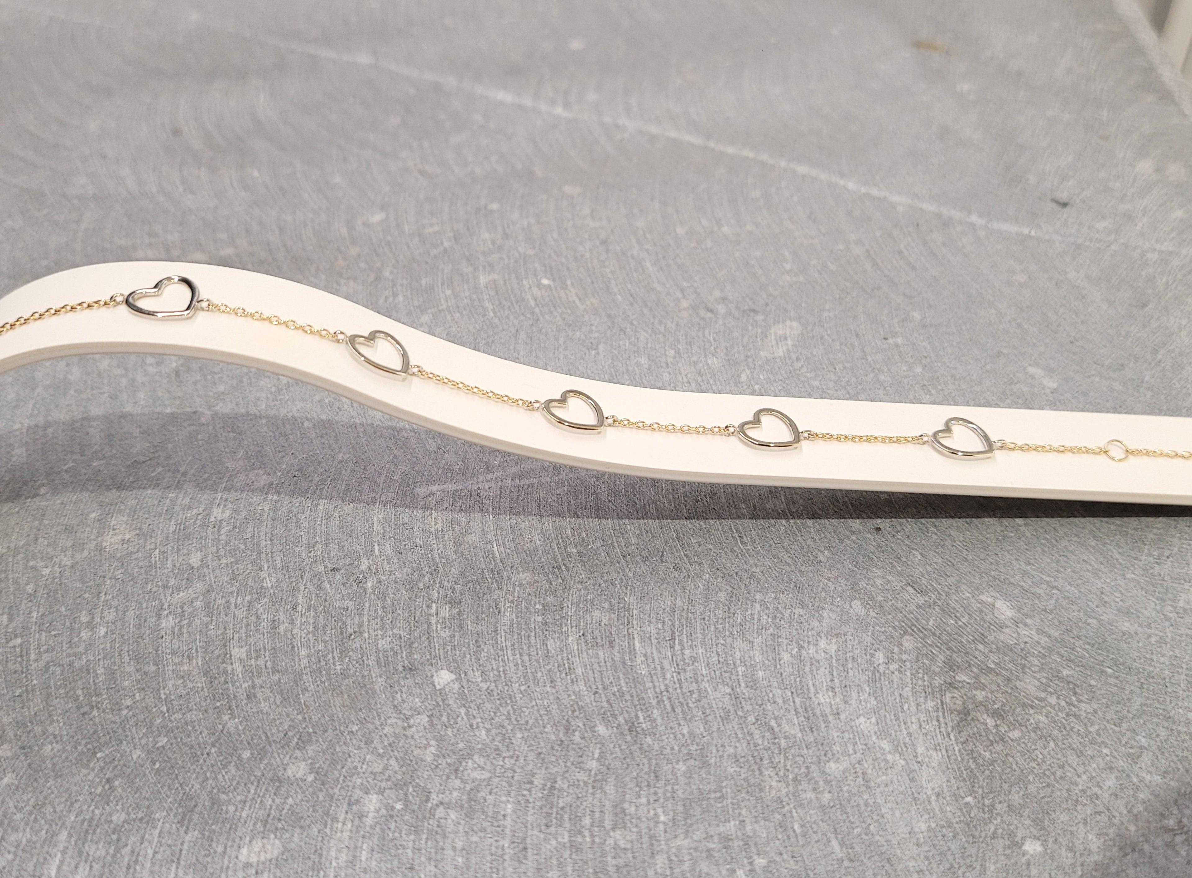 Bracelet coeur en or 18 ct bicolore 342-168