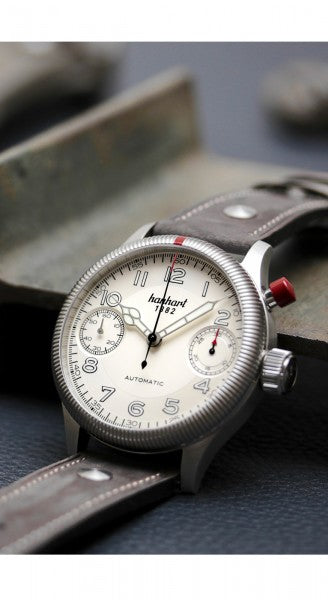 Hanhart 1882 Watch - Pioneer MonoScope Silver, Fluted Bezel