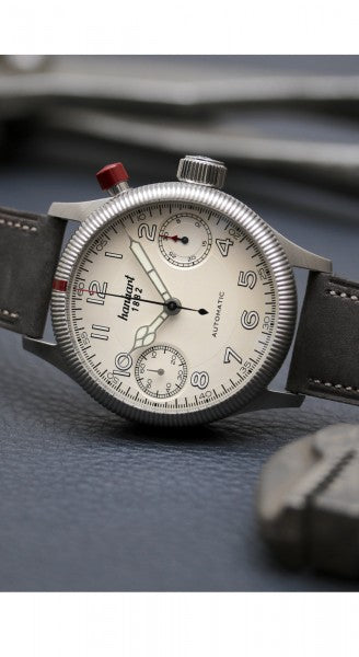 Hanhart 1882 Watch - Pioneer MonoScope Silver, Fluted Bezel