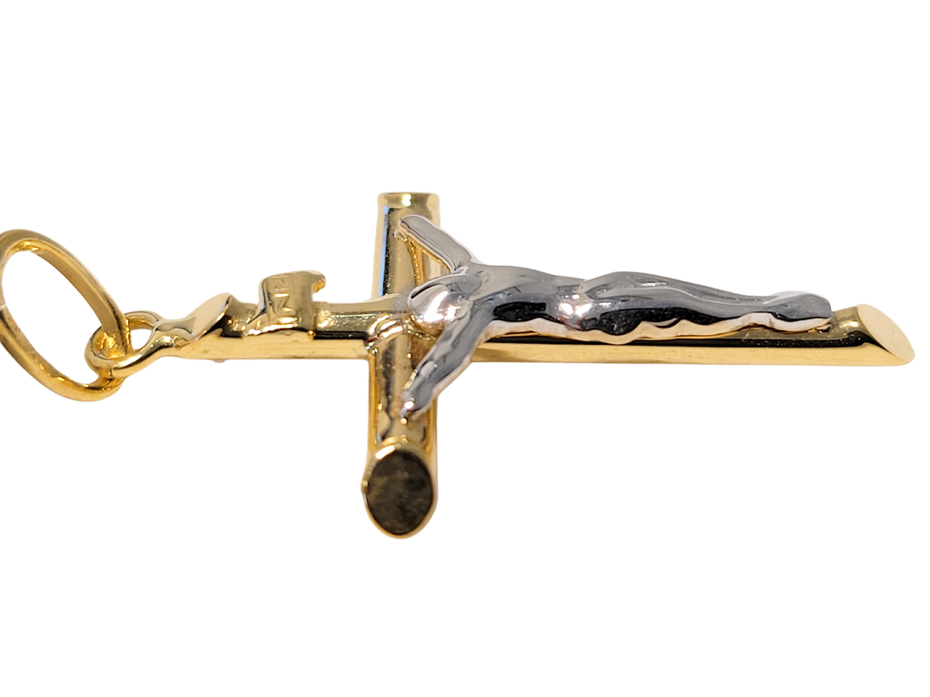 Pendentif Croix en or bicolore avec Christ 18ct 369-316