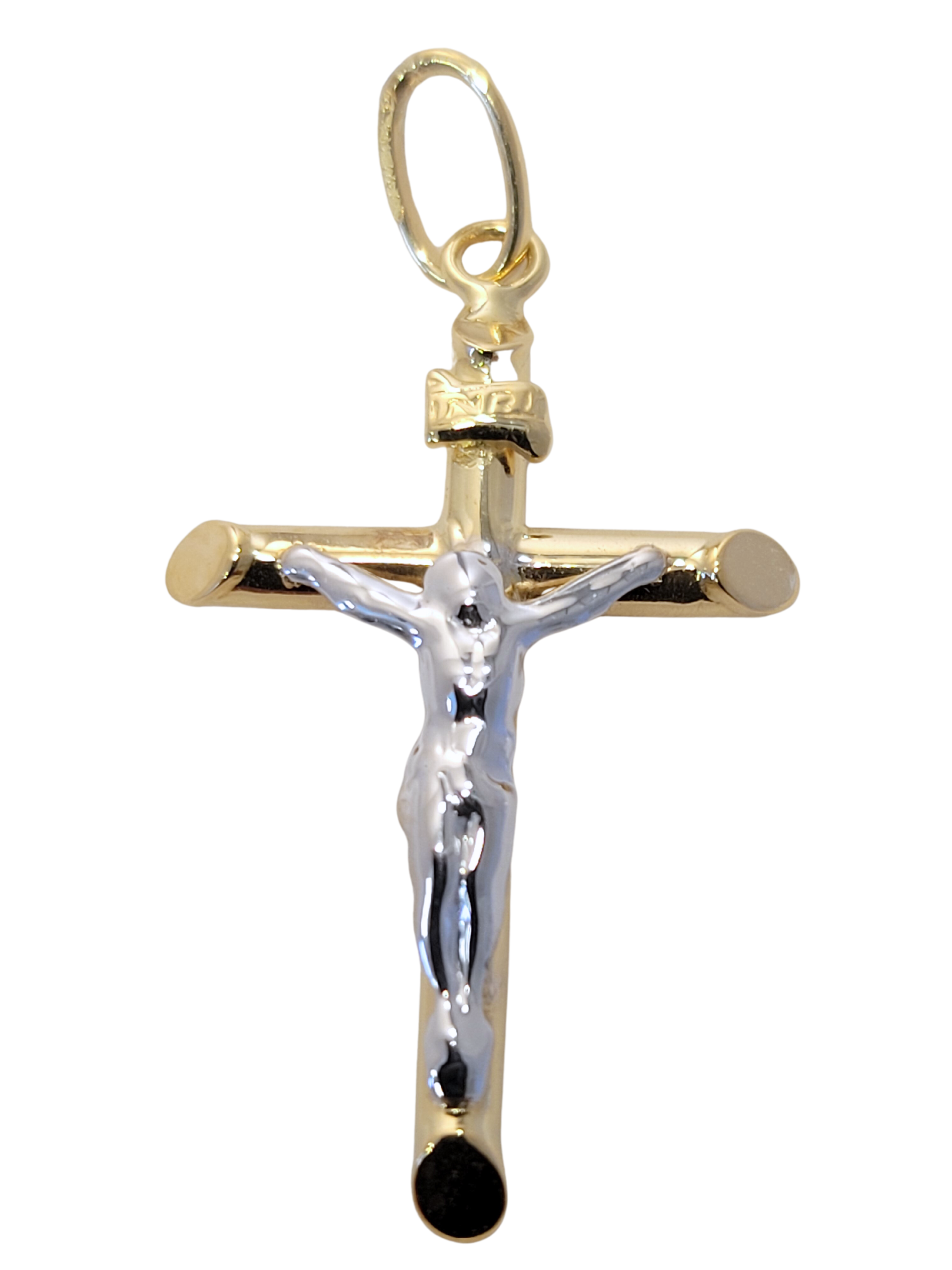 Pendentif Croix en or bicolore avec Christ 18ct 369-316