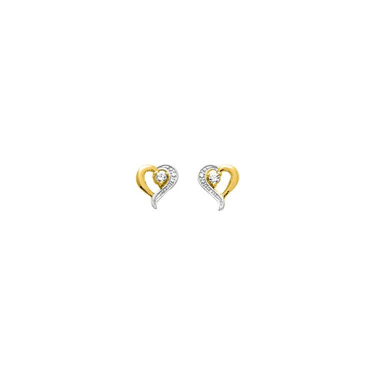 Boucles d'oreilles coeur en or bicolore 9 ct 484-118