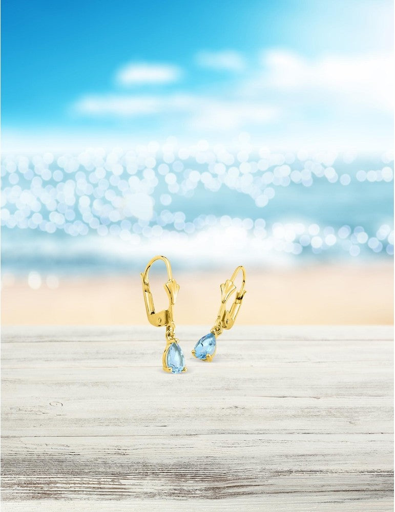 Boucles d'oreilles en or jaune 9ct et topazes bleues 482-110