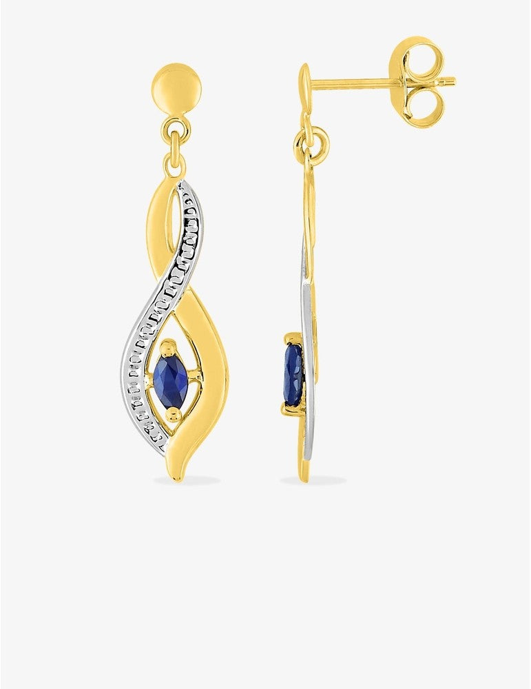 Boucles d'oreilles en or bicolore + saphir 9ct 482-85