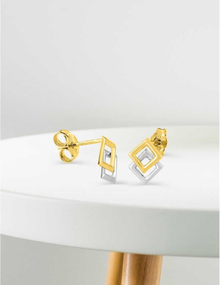 Boucles d'oreilles bicolore en or 18ct