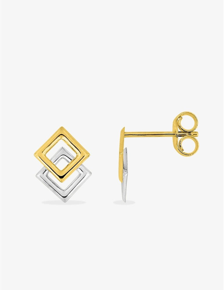Boucles d'oreilles bicolore en or 18ct