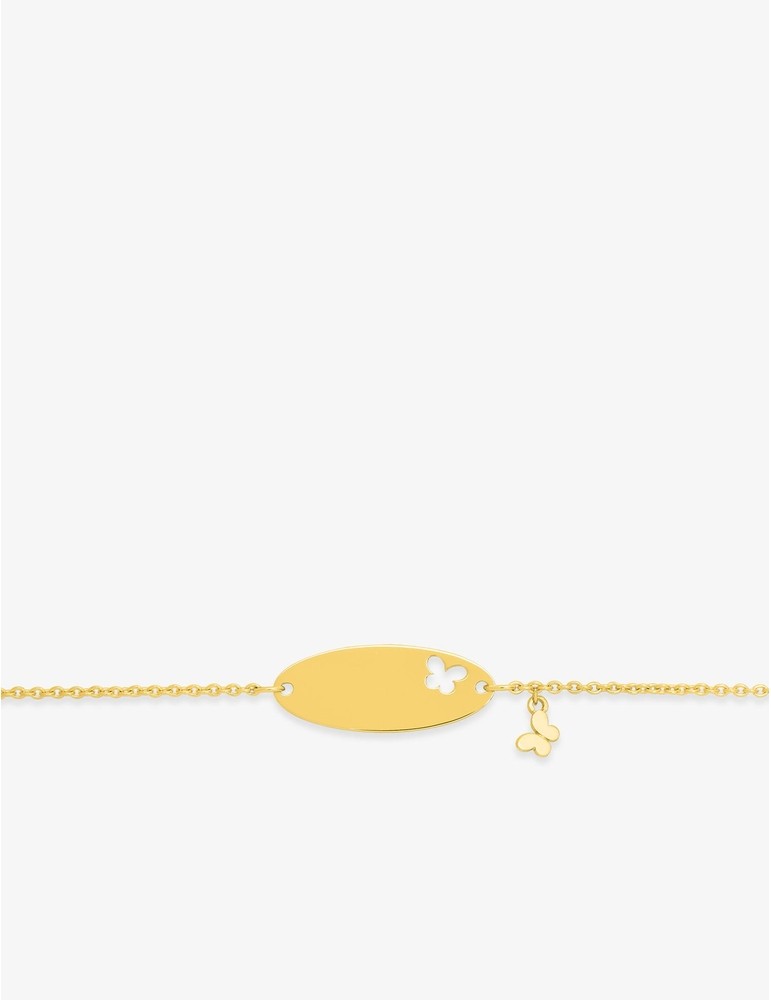 Bracelet d'identité bébé avec papillons en or jaune 9ct 446J219