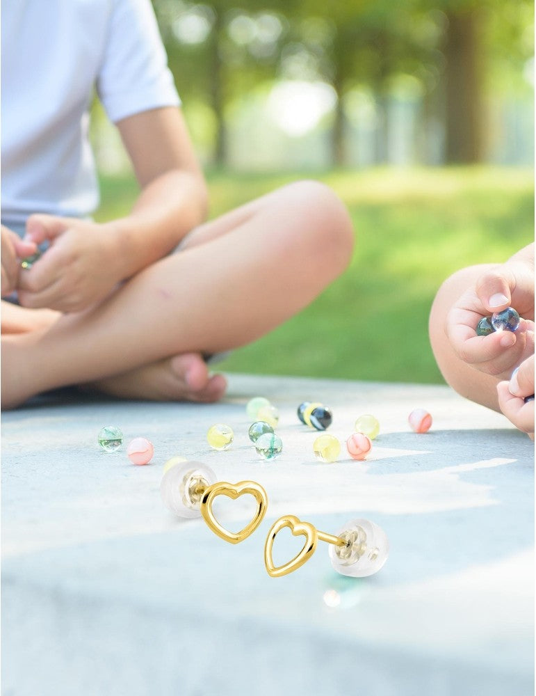 9ct Gold Children's Heart Earrings 486-39