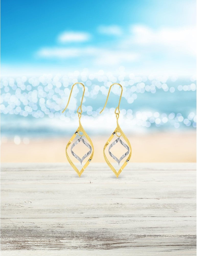 Boucles d'oreilles bicolores en or 9ct 482-121