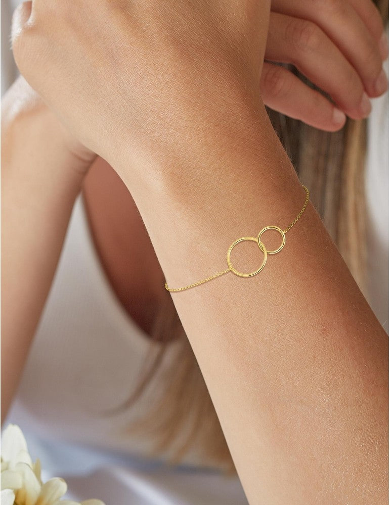 Bracelet deux anneaux en or jaune 9ct 440-60