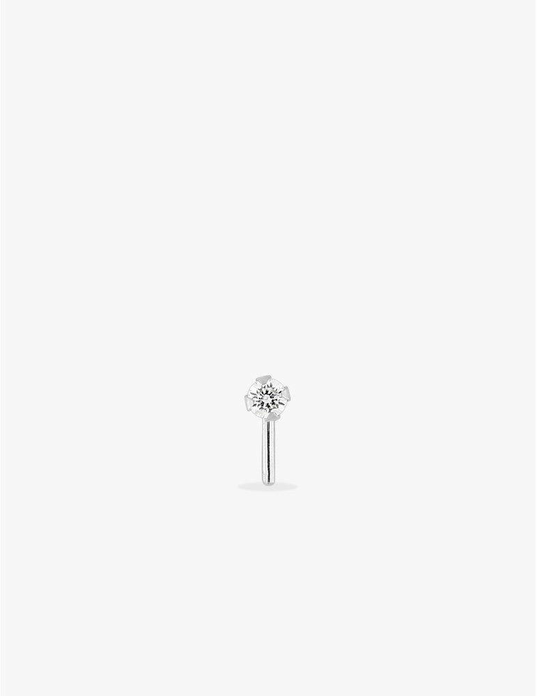 Piercing de nez en or blanc 9ct avec zirconium 492-10