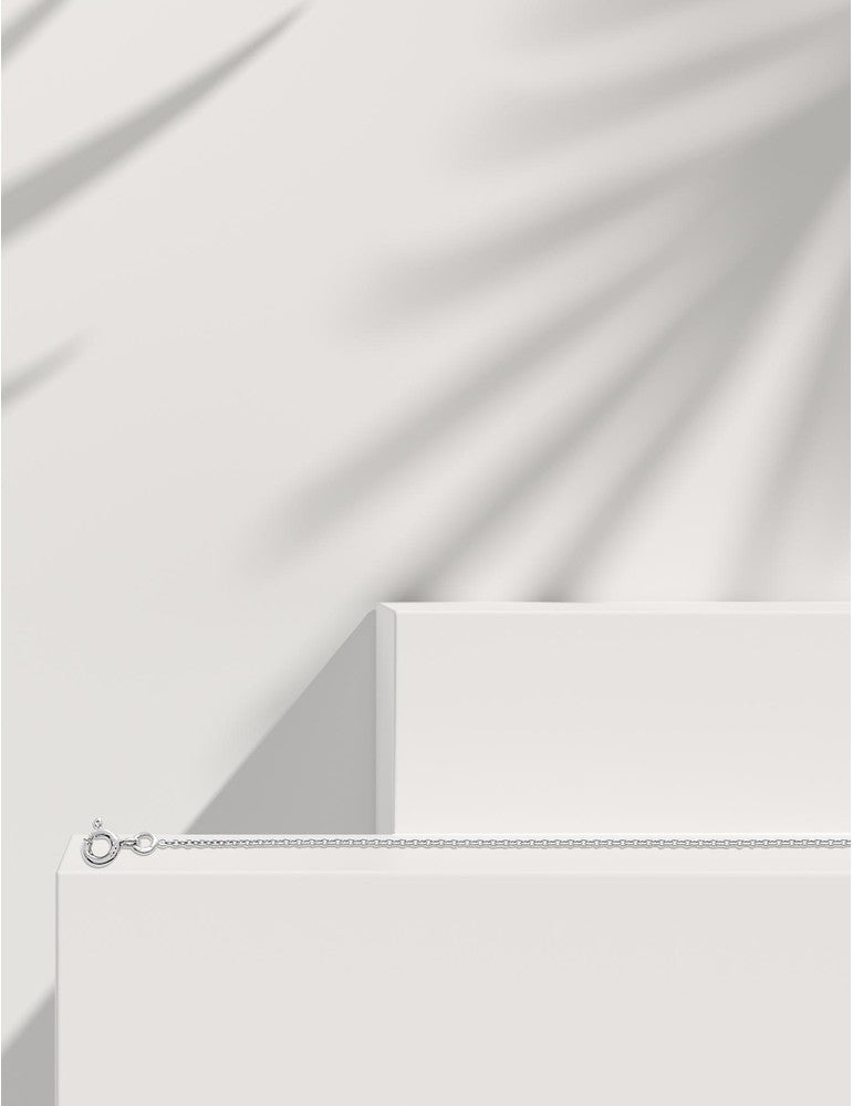 Chaine maille forçat ronde en or blanc 9ct de 1.3mm Taille 40cm 451-277