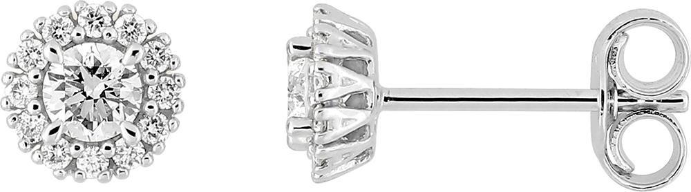 Boucles d'oreilles en or blanc 9ct et diamants de laboratoire 485-65