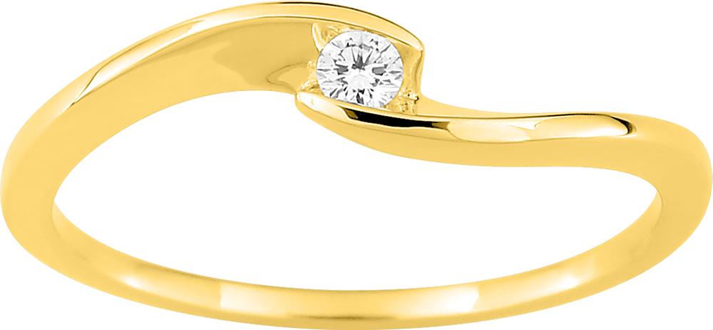 Bague solitaire en or jaune 9ct et diamants de laboratoire 415L9