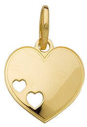 Pendentif coeurs avec 2 coeurs ajourés en or jaune 18ct 360-347