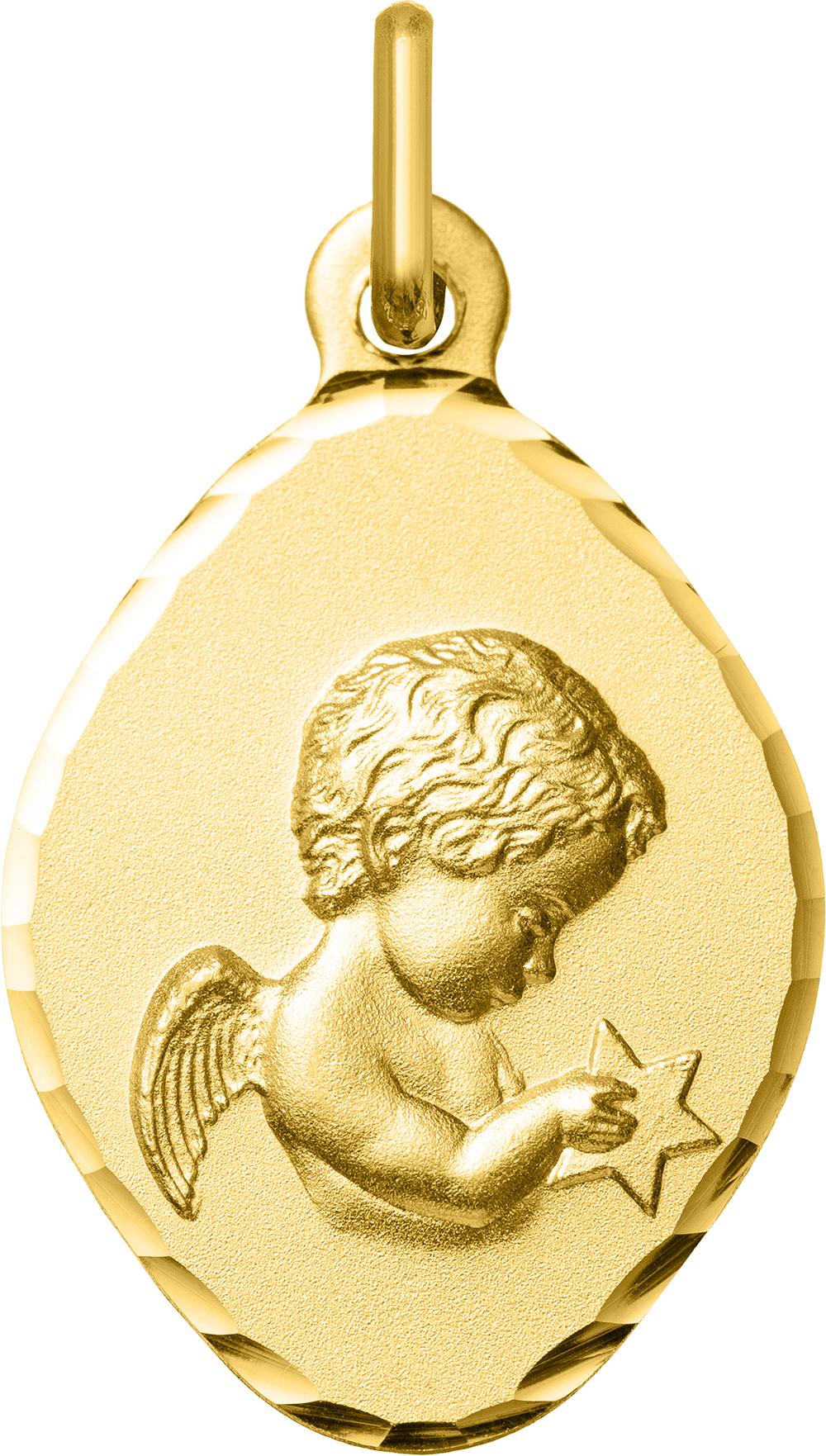 Médaille avec ange en or jaune 18ct 360-360