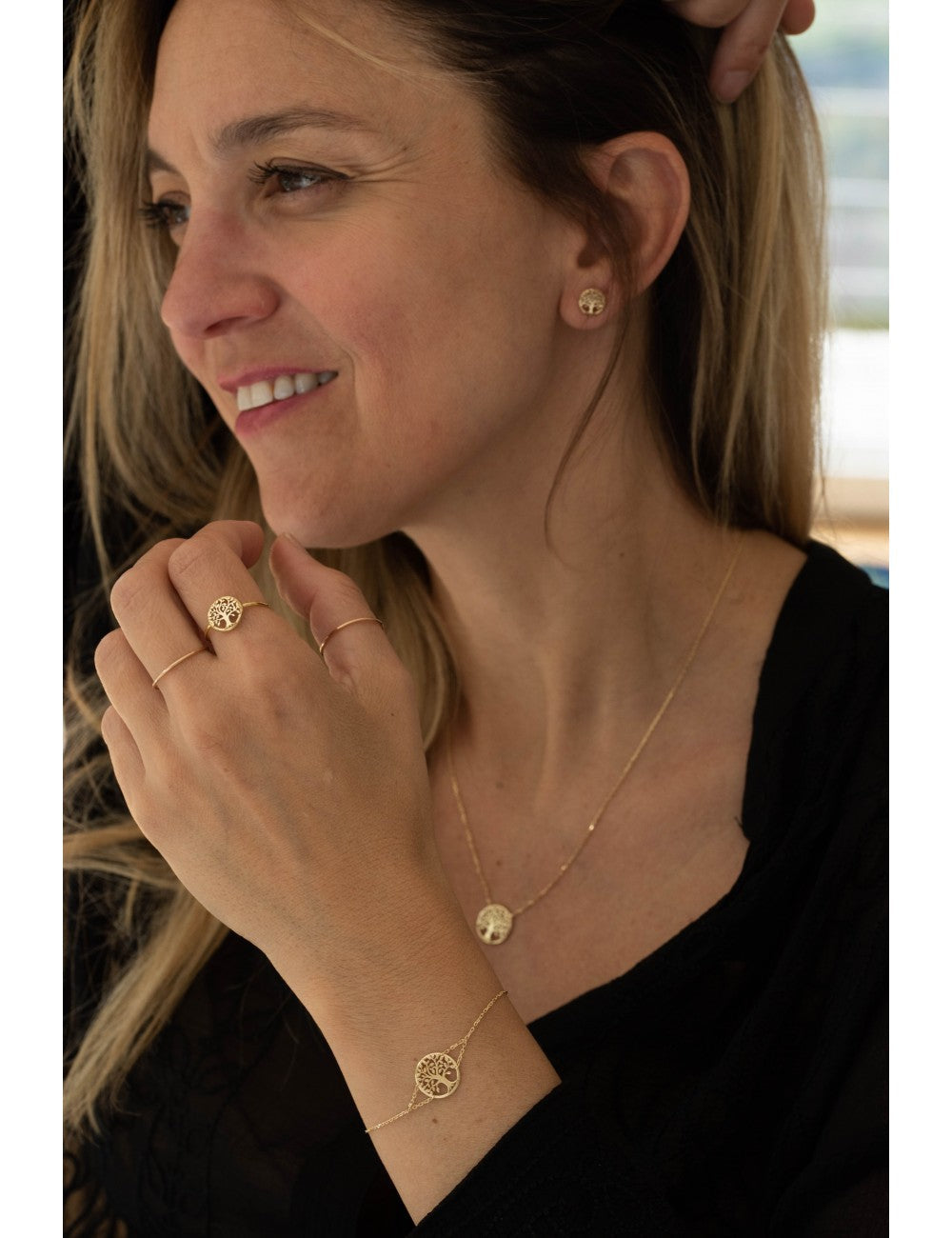 Bracelet en or 9ct arbre de vie 440-55