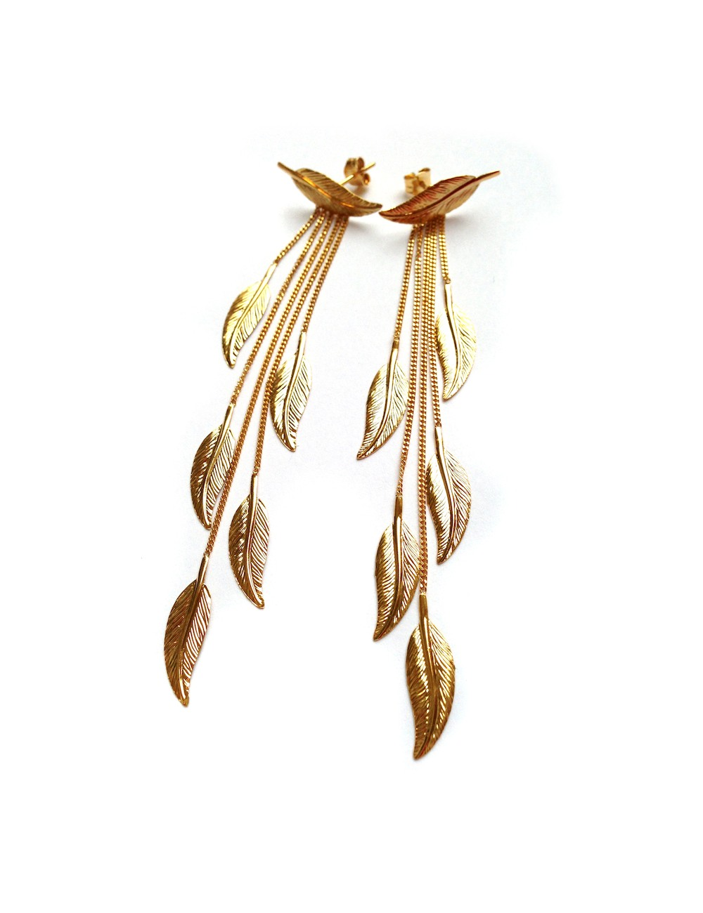 Boucles 6 plumes en or jaune 9ct 482-125