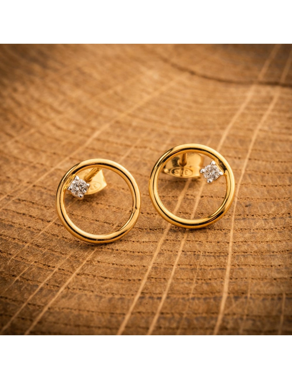 Boucles cercles en or jaune 9ct et diamants 484-161