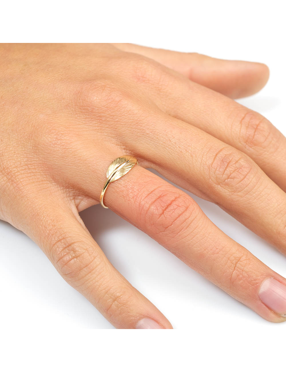 Bague plume moyenne en or 9ct 410-7