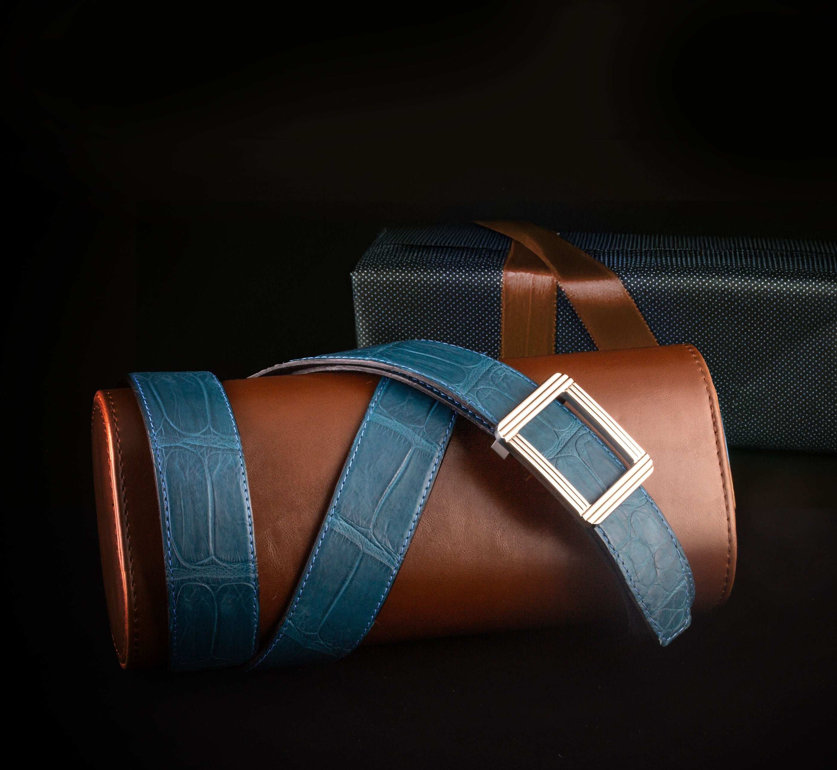 Ceinture cuir ABP + boucle acier - Alligator sauvage