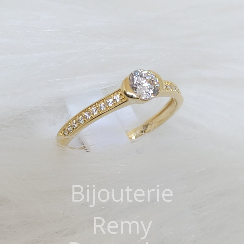 Solitaire accompagné en Or bicolore 18CT et zirconium 314-18